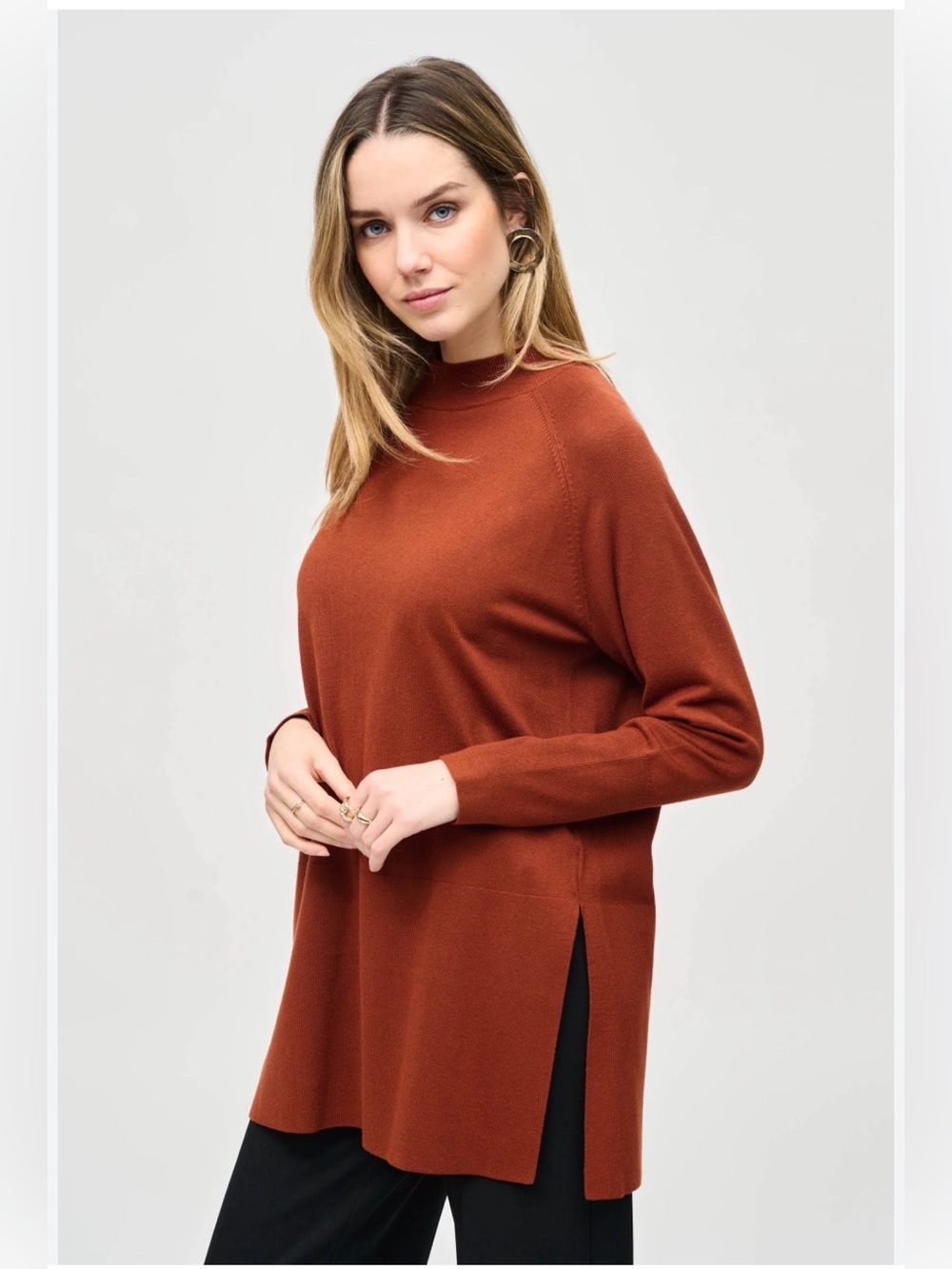 Joseph Ribkoff Cinnamon Sweater Knit Mock Neck Tunic NEW with Tags XXL